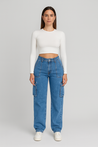 Women’s Workwear-Inspired Jeans – Retro Utility & Comfort