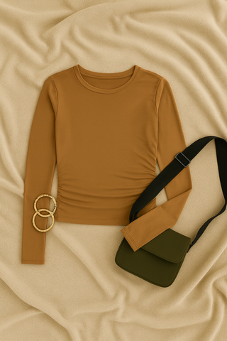 Women’s Slim Long Sleeve Top – Stretchy, Crew Neck Streetwear