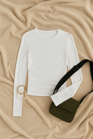 Women’s Slim Long Sleeve Top – Stretchy, Crew Neck Streetwear