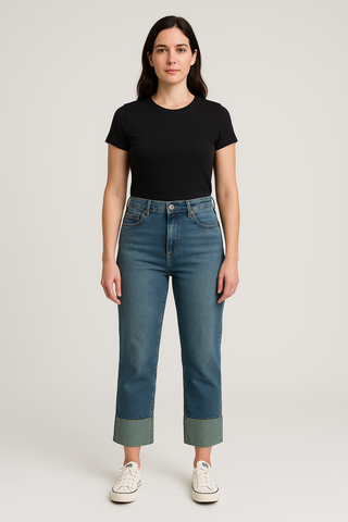 Women’s Colour Block Jeans – Korean Style & Flattering Fit