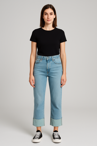 Women’s Colour Block Jeans – Korean Style & Flattering Fit