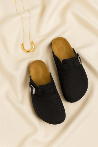 Women’s Slip-On Sandals – Suede-Look, Supportive & Lightweight
