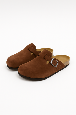 Women’s Slip-On Sandals – Suede-Look, Supportive & Lightweight