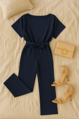 Women’s Draped Jumpsuit – Elegant, Wide-Leg & Comfortable