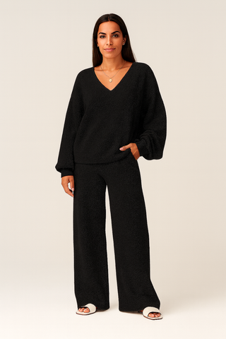 Women’s Lounge Matching Set – V-Neck, Soft & Stylish for Cooler Days