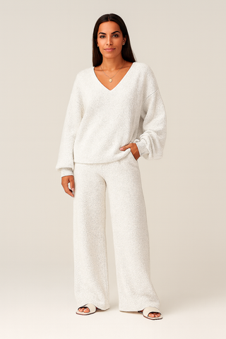 Women’s Lounge Matching Set – V-Neck, Soft & Stylish for Cooler Days