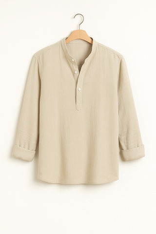 Men’s Breathable Stand Collar Shirt – Relaxed Fit & Lightweight