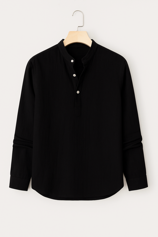 Men’s Breathable Stand Collar Shirt – Relaxed Fit & Lightweight