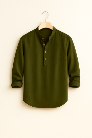 Men’s Breathable Stand Collar Shirt – Relaxed Fit & Lightweight