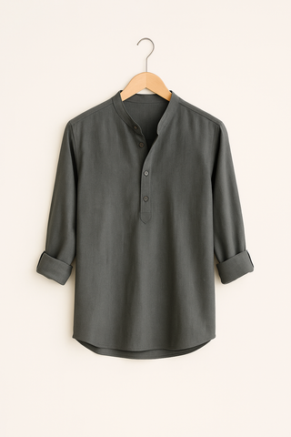Men’s Breathable Stand Collar Shirt – Relaxed Fit & Lightweight