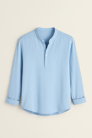 Men’s Breathable Stand Collar Shirt – Relaxed Fit & Lightweight