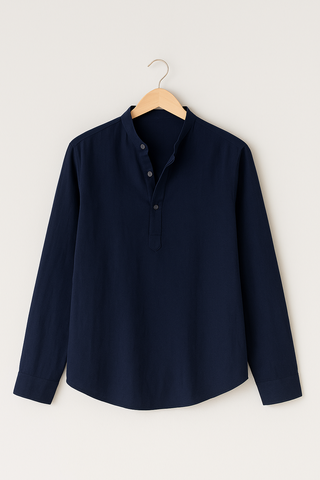 Men’s Breathable Stand Collar Shirt – Relaxed Fit & Lightweight