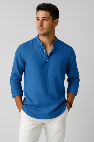 Men’s Breathable Stand Collar Shirt – Relaxed Fit & Lightweight