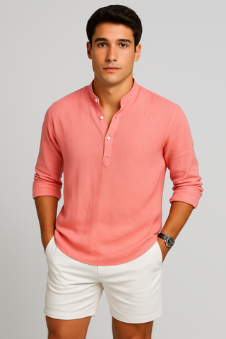 Men’s Breathable Stand Collar Shirt – Relaxed Fit & Lightweight