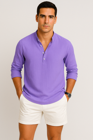 Men’s Breathable Stand Collar Shirt – Relaxed Fit & Lightweight