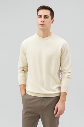 Men’s Knit-Look Crewneck Sweatshirt – Relaxed Fit & Warm for Fall