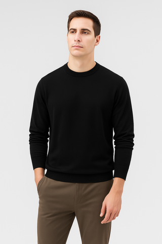 Men’s Knit-Look Crewneck Sweatshirt – Relaxed Fit & Warm for Fall