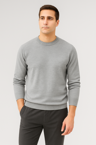 Men’s Knit-Look Crewneck Sweatshirt – Relaxed Fit & Warm for Fall