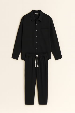 Men’s Casual Linen-Look Set – Relaxed Shirt & Pants for Effortless Style