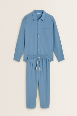 Men’s Casual Linen-Look Set – Relaxed Shirt & Pants for Effortless Style