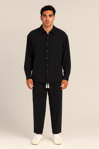 Men’s Casual Linen-Look Set – Relaxed Shirt & Pants for Effortless Style