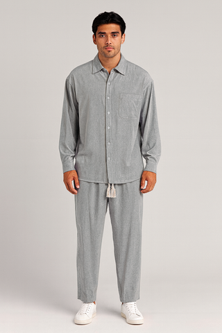 Men’s Casual Linen-Look Set – Relaxed Shirt & Pants for Effortless Style