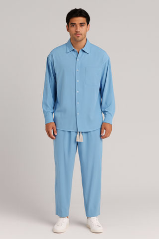 Men’s Casual Linen-Look Set – Relaxed Shirt & Pants for Effortless Style