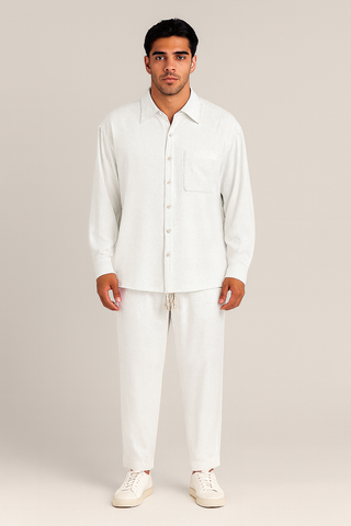 Men’s Casual Linen-Look Set – Relaxed Shirt & Pants for Effortless Style
