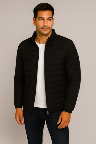 Men’s Slim Puffer Jacket – Lightweight Stand Collar Autumn Layer