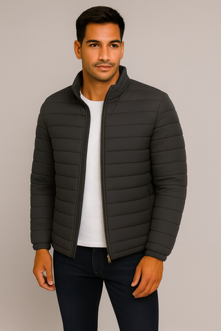 Men’s Slim Puffer Jacket – Lightweight Stand Collar Autumn Layer