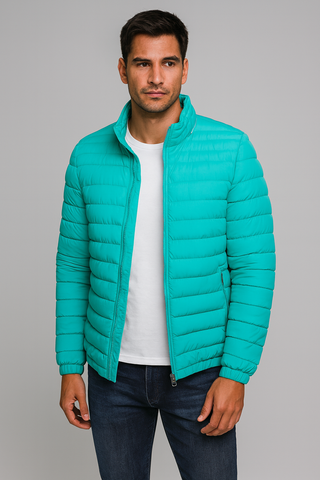 Men’s Slim Puffer Jacket – Lightweight Stand Collar Autumn Layer