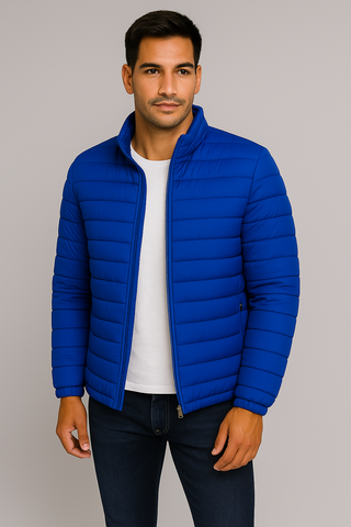 Men’s Slim Puffer Jacket – Lightweight Stand Collar Autumn Layer