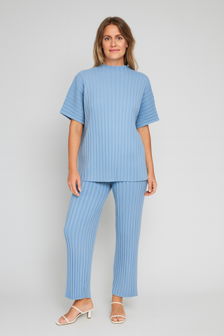 Women's two-piece set – knitwear look with sweater & pants, loose-fitting & versatile