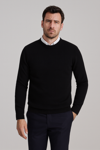 Men's sweaters – Knitted look with round neck, loose & casual