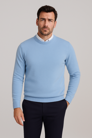 Men's sweaters – Knitted look with round neck, loose & casual