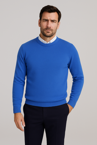 Men's sweaters – Knitted look with round neck, loose & casual