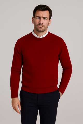 Men's sweaters – Knitted look with round neck, loose & casual