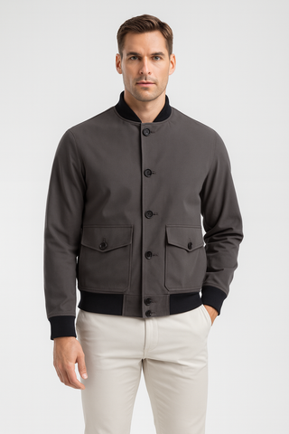 Men’s Bomber Jacket – Lightweight Button-Up for Spring & Fall