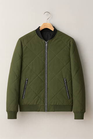 Men’s Fleece-Lined Quilted Jacket – Cropped Winter Streetwear Style