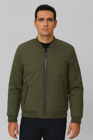 Men’s Fleece-Lined Quilted Jacket – Cropped Winter Streetwear Style