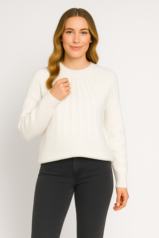 Women's Sweater – Round neck in knit look, loose & stylish