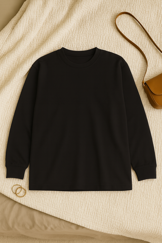 Women’s Long-Sleeve T-Shirt – Relaxed Fit Round Neck Basic