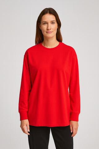Women’s Long-Sleeve T-Shirt – Relaxed Fit Round Neck Basic