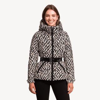A women's stylish winter coat featuring a belted design, crafted from warm, weatherproof material, perfect for cold weather and fashionable outings. 1